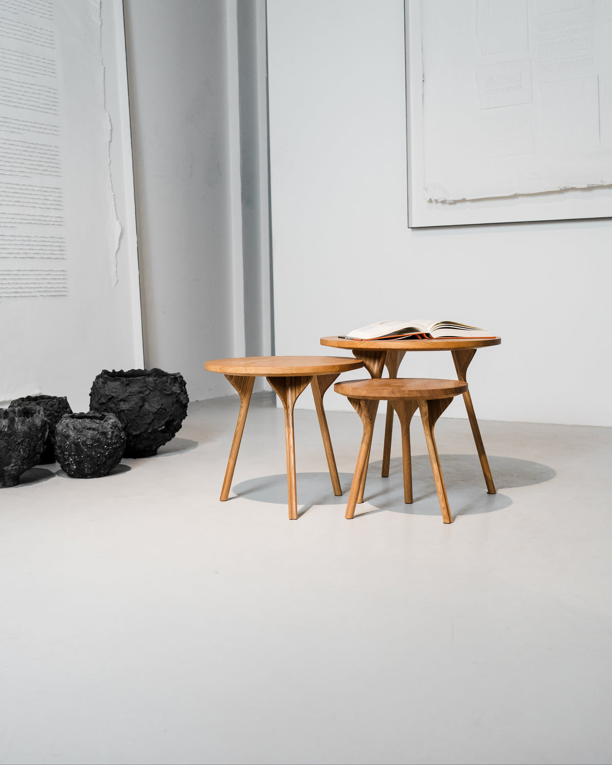 PH Circle Table Lounge by Poul Henningsen, Danish design classic (1937)
Set of three wooden side tables