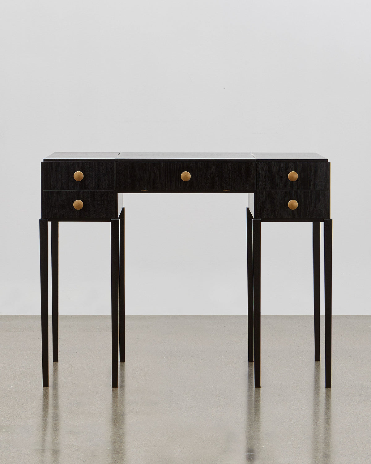 PH Dressing Table by Poul Henningsen, Danish design classic (1919) black oak wood and brass handle with folding mirror 