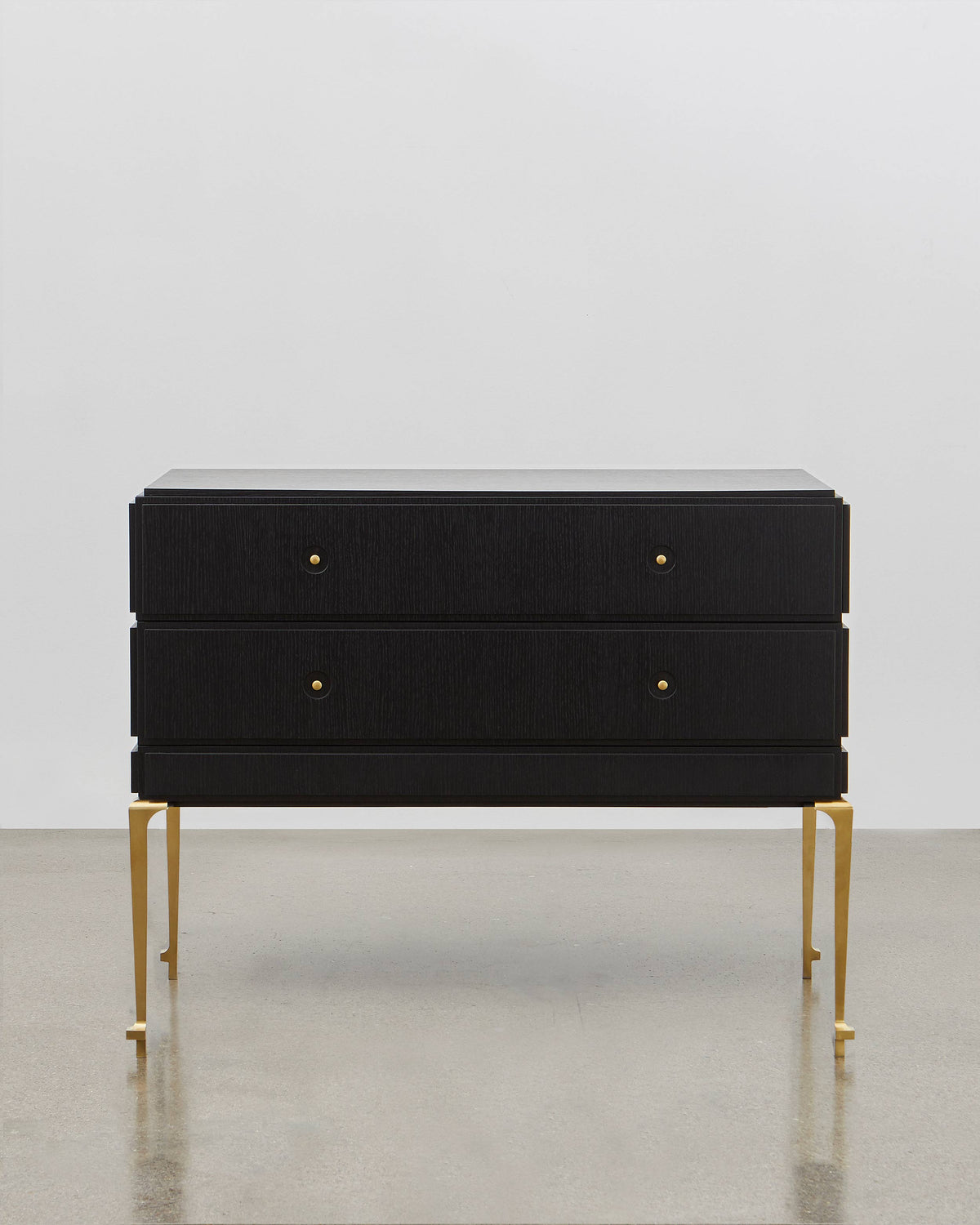 PH Grand Chest of Drawers by Poul Henningsen, Danish design classic (1930s) black oak with brass legs and handles two drawers 