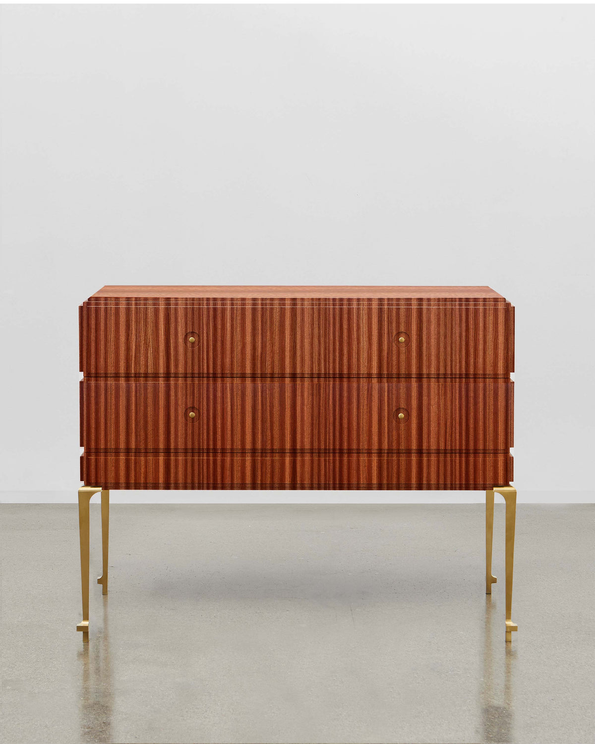 PH Grand Chest of Drawers by Poul Henningsen, Danish design classic (1930s) mahogany wood with brass legs and handles two drawers 
