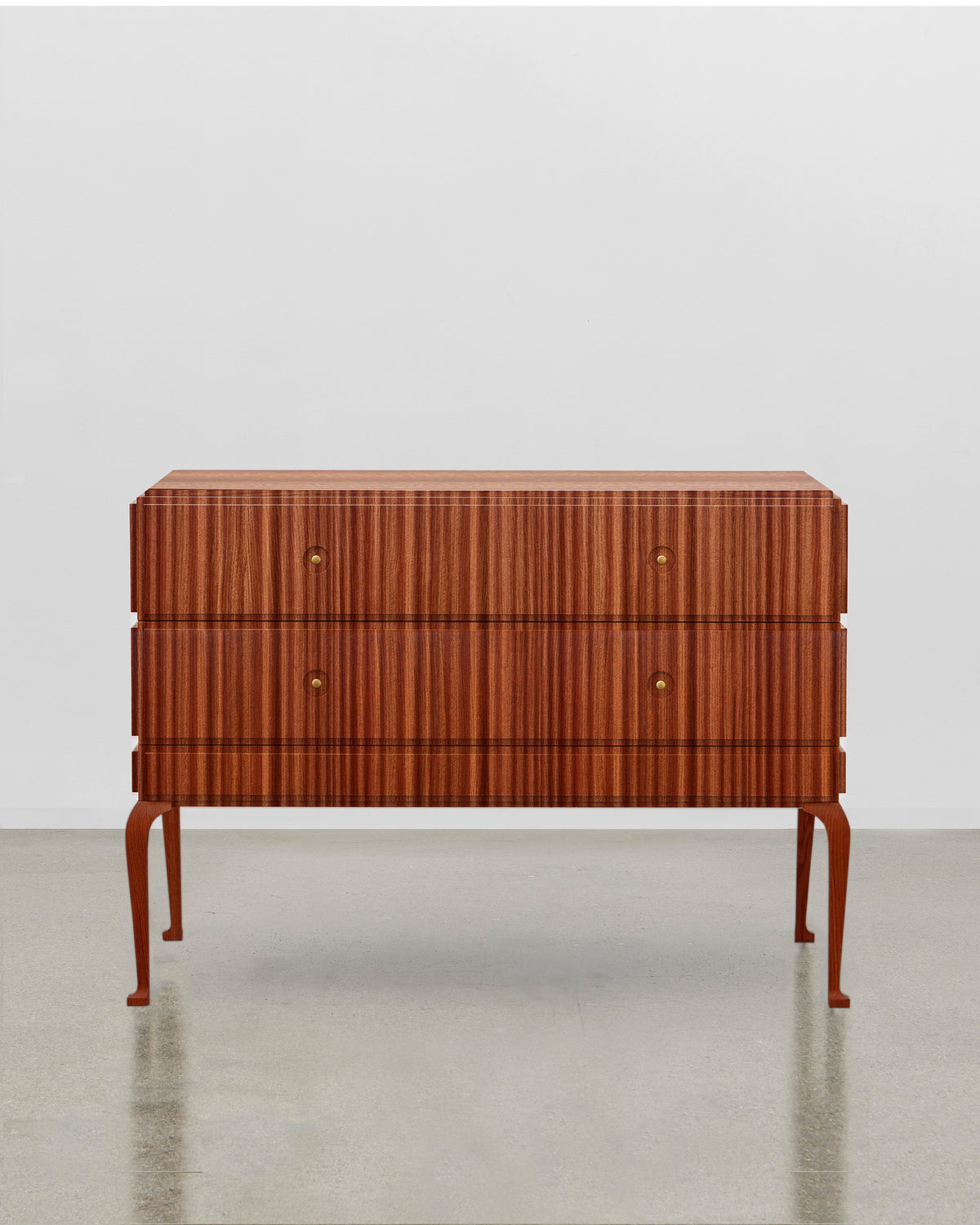 PH Grand Chest of Drawers by Poul Henningsen, Danish design classic (1930s) mahogany wood with wooden legs and brass handles with two drawers 