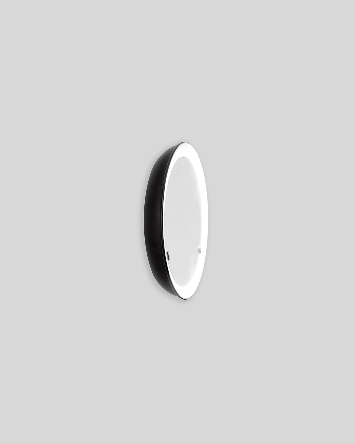 PH Mirror by Poul Henningsen, Danish design classic (1939) mirror with light and PH signature in black painted
