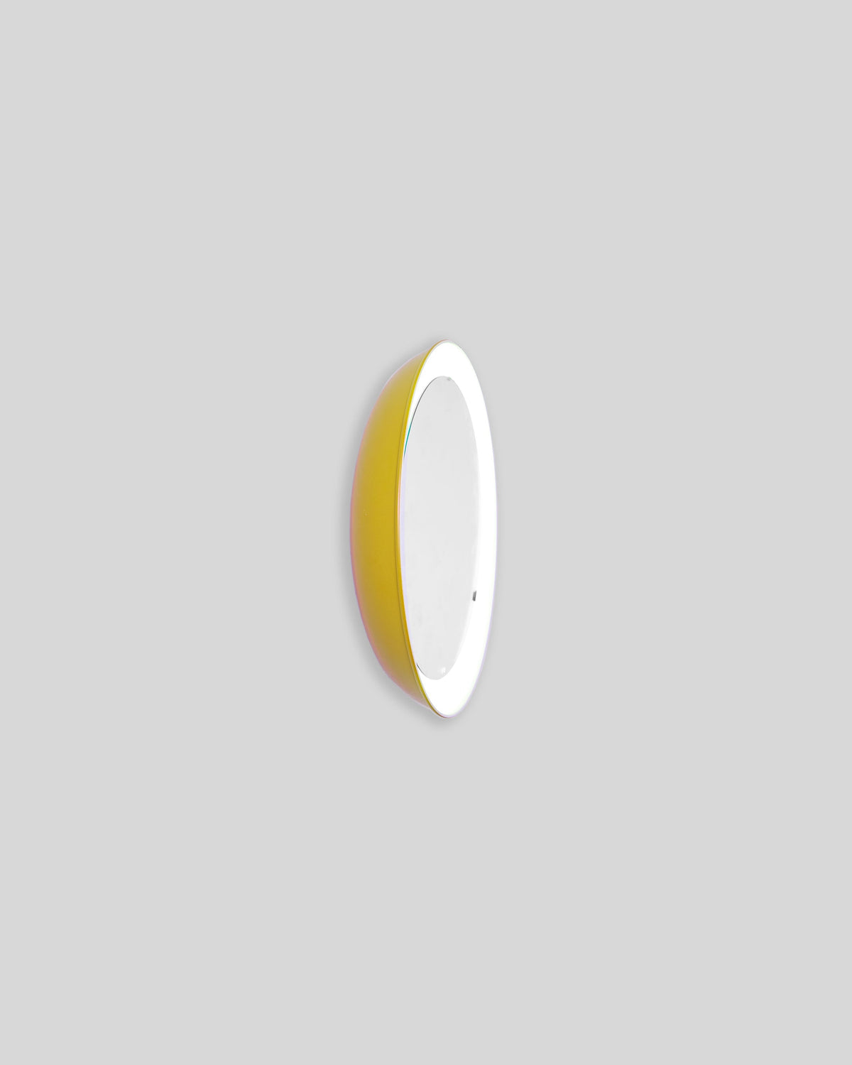PH Mirror by Poul Henningsen, Danish design classic (1939) mirror with light and PH signature in yellow painted